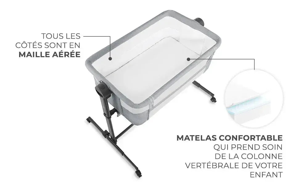 Lit bébé cododo avec matelas de naissance
