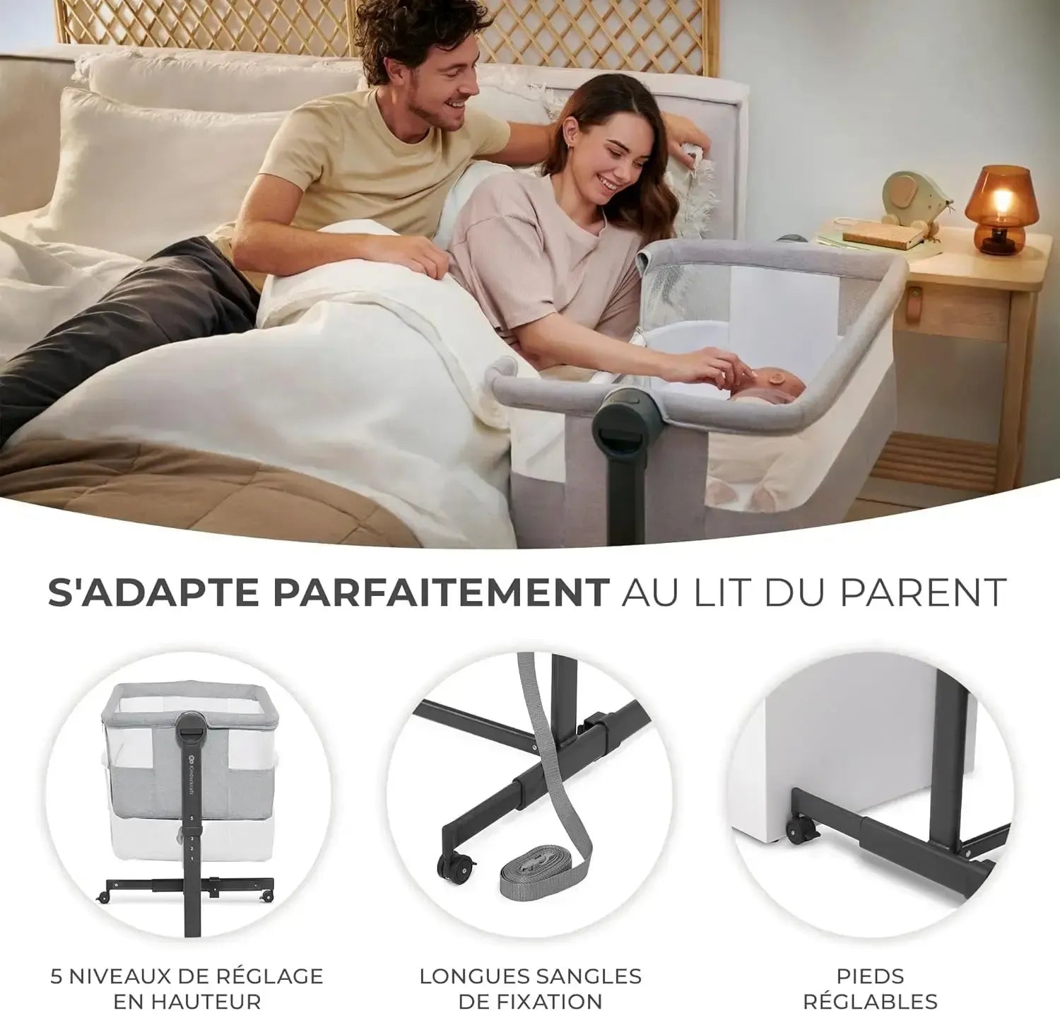 Lit bébé cododo avec matelas de naissance